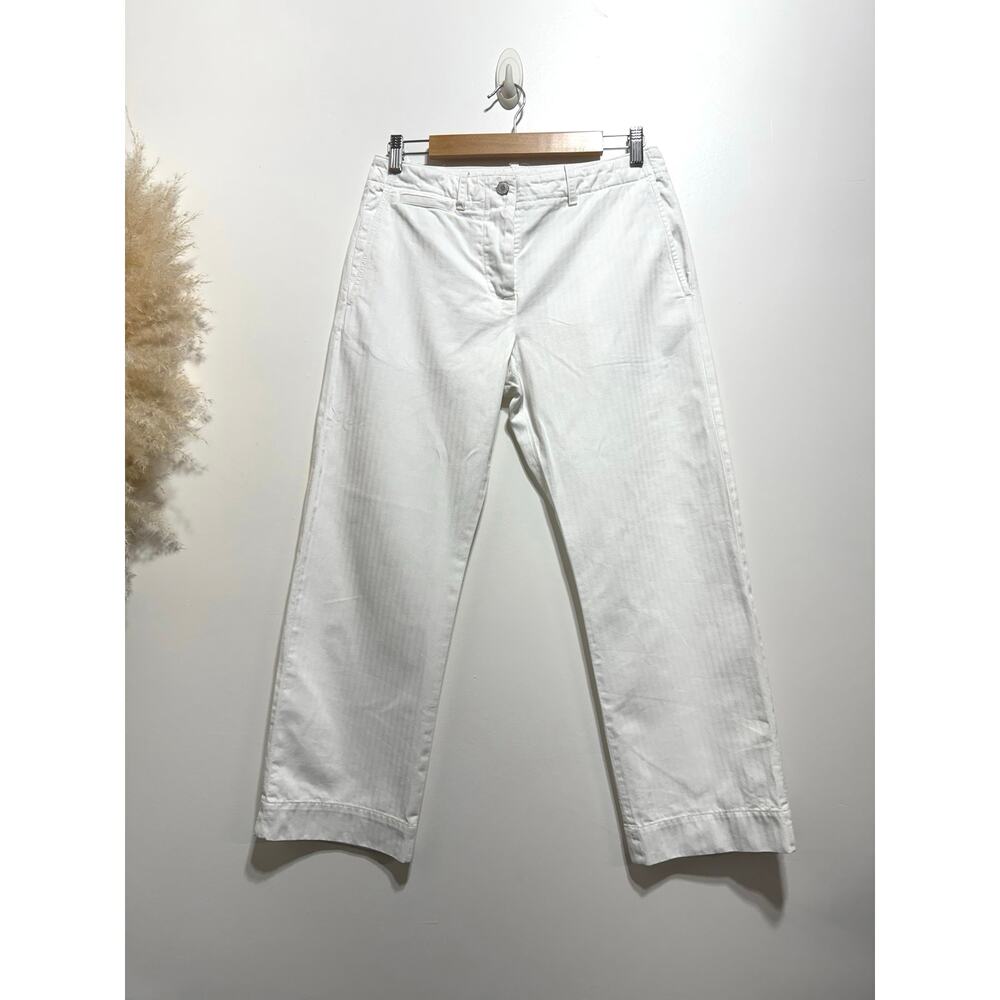 NILI LOTAN 100% Cotton White Crop Tomboy Pants Size 4 Button Fly - Picture 5 of 10